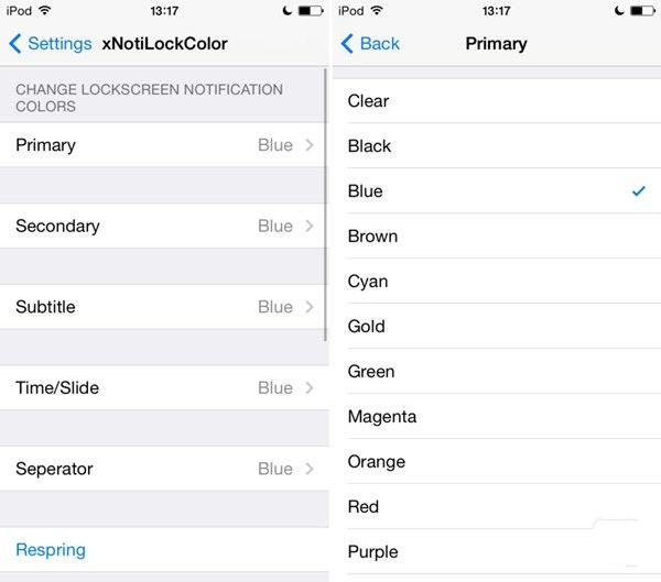 iOS7.1.2越狱插件推荐：xNotiLockColor更改锁屏通知的颜色