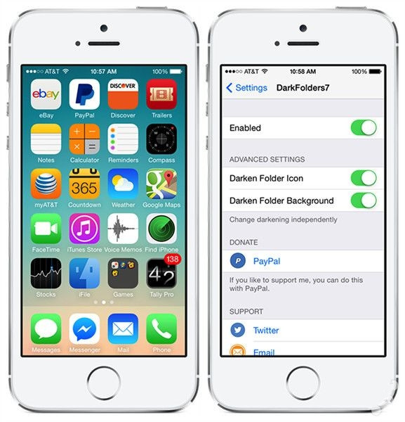 iOS7.1.2越狱插件推荐：文件夹背景和图标变暗DarkFolders7