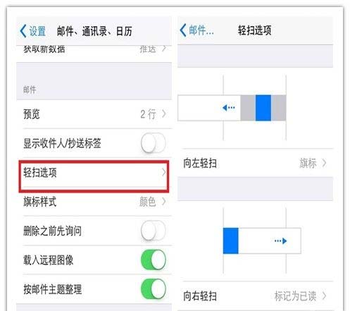 iOS 8邮件应用自定义轻扫手势做快捷操作