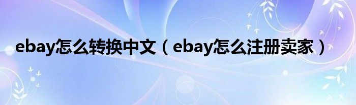 ebay怎么转换中文（ebay怎么注册卖家）